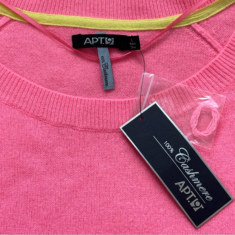Pink 100% Cashmere Sweater Large Soft Pullover Easter NWT Spring Luxury Drop Hem - Picture 3 of 11